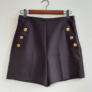 Zara Black High Waisted Button Shorts Size M